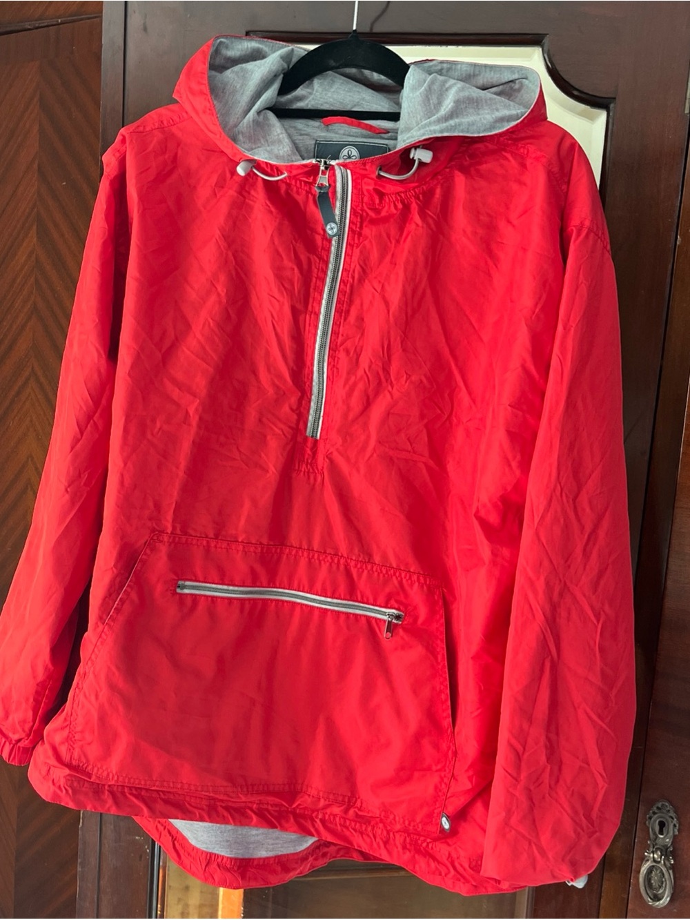 Lauren James Jacket Womens XL Red Hooded Half Zip Pullover Anorak Windbreaker